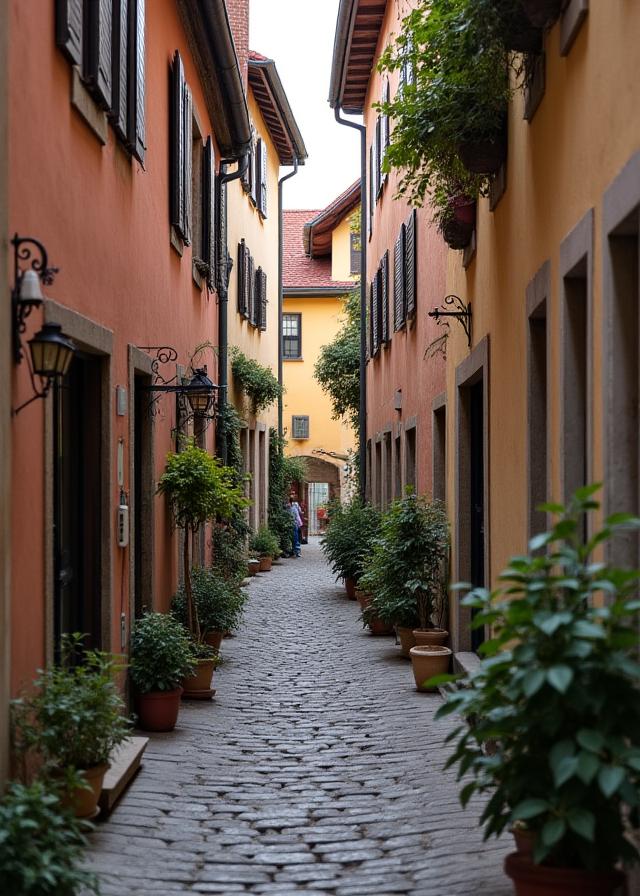 Eine malerische Gasse in der Altstadt von Krems an der Donau.